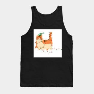 Funny Christmas Lights Ginger Cat Tank Top